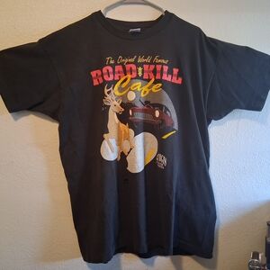 VTG ROAD KILL CAFE STURGIS T-SHIRT MENS SZ XL FRUIT OF THE LOOM SINGLE STICH USA